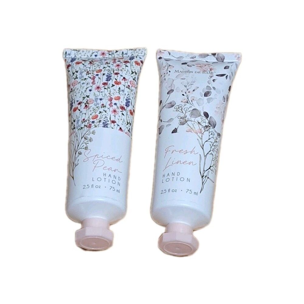 BRAND NEW 2 De Base Hand Lotion Fresh Linen & Spiced Pear 2.5 oz